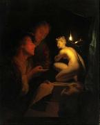 Godfried Schalcken Godfried Schalcken, Two men examining a painting by candlelight Spain oil painting artist
